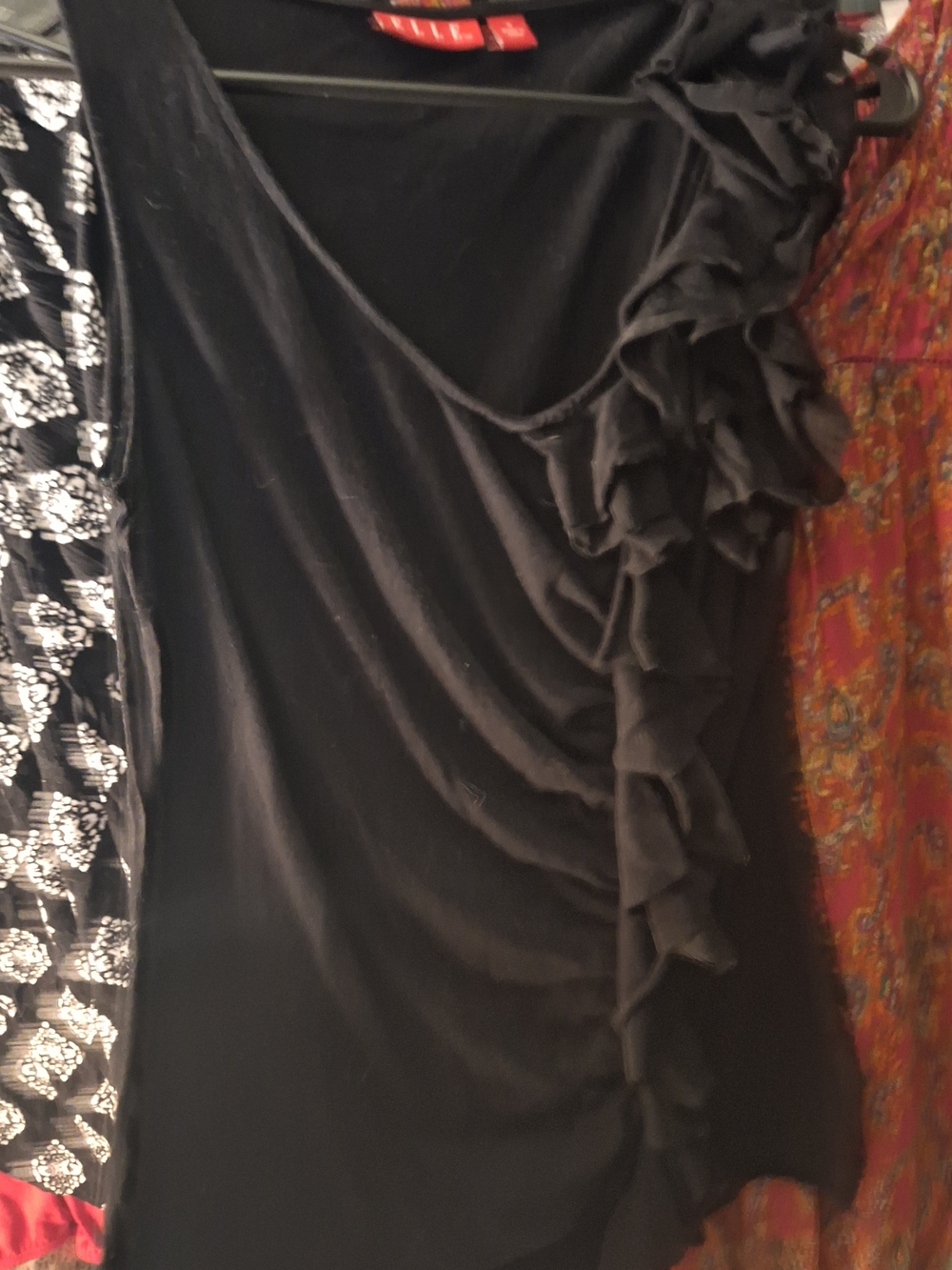 ELLE Black Top with Multicolor Paisley Accent
